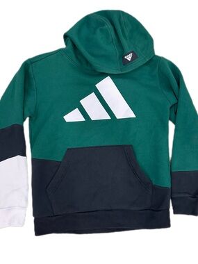 adidas Green & Black Kids Colorblock Hoodie with White Logo